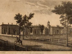 Engraving of Yale College scene circa 1828 - by S. S. Jocelyn (Simeon) likely with his brother Nathaniel Jocelyn