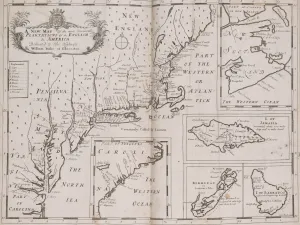 1704 map of New England also shows Jamaica, Bermuda, and Barbados, indicating close relationship between Caribbean and northern colonies or "plantations" at the time of the Collegiate School's founding